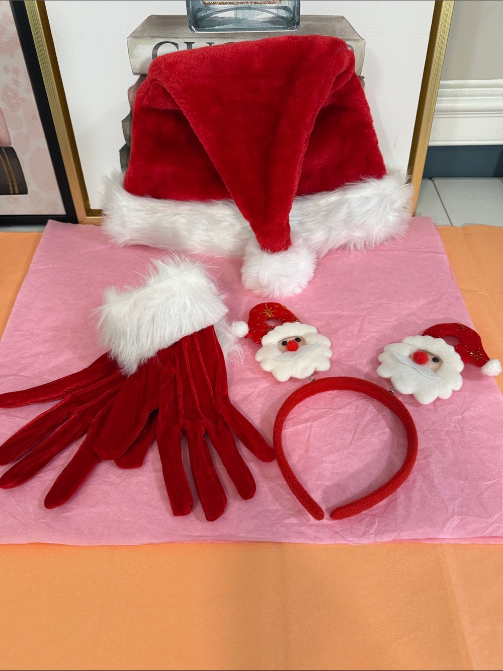 Christmas Santa Hat, Gloves and a Headband